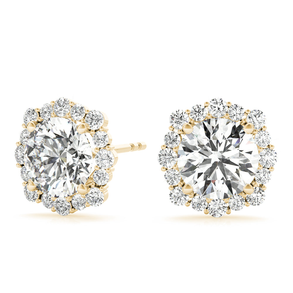 1.2CT Lab Diamond Halo Stud Earrings in 6.5MM 14K White Gold