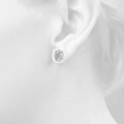 1.2CT Lab Diamond Halo Stud Earrings in 6.5MM 14K White Gold