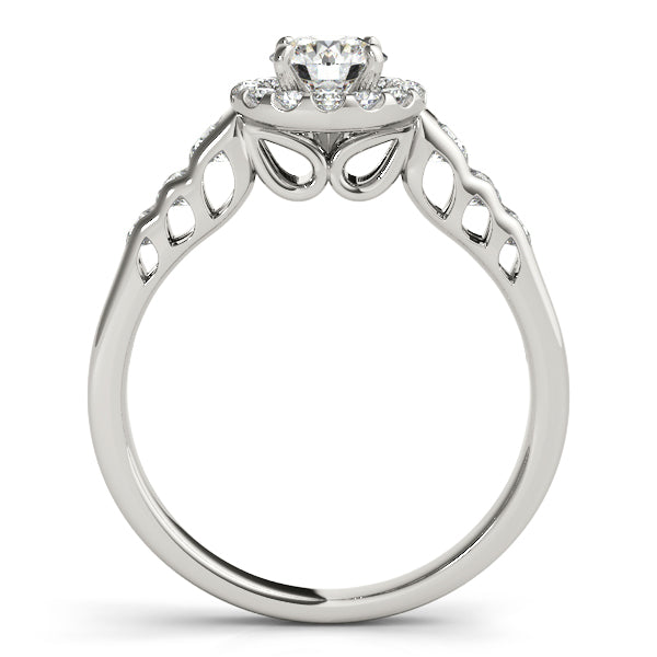 1.5CTW Round Diamond Engagement Ring 14K White Gold Vintage Halo