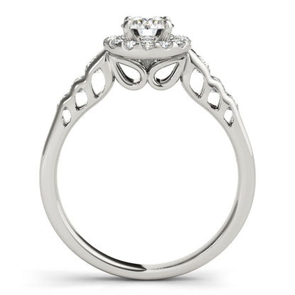 1.5CTW Round Diamond Engagement Ring 14K White Gold Vintage Halo