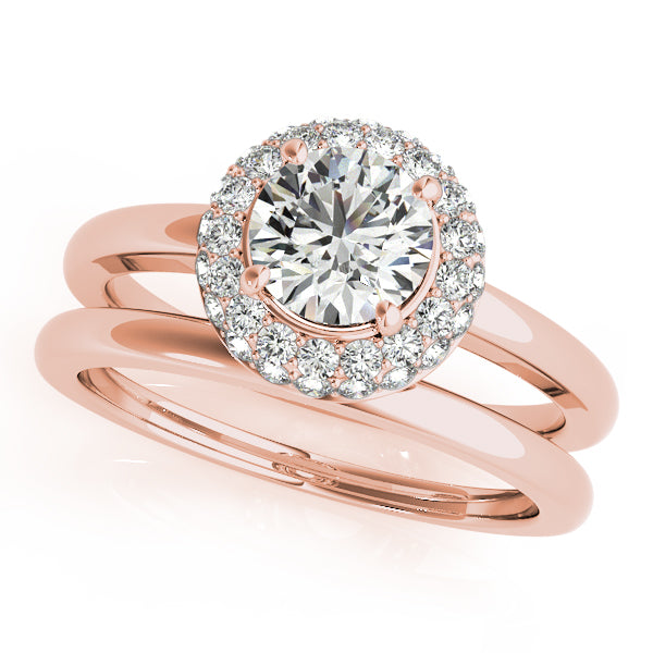 Double Halo 14K Rose Gold Engagement Ring 1CT Lab Diamond