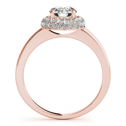 Double Halo Engagement Ring with 1CT Round Diamond in Yellow Gold