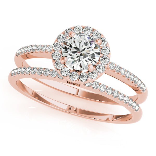 1CT Round Lab Diamond Halo Engagement Ring 14K Rose Gold