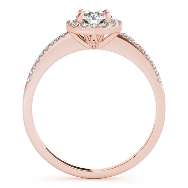 1CT Round Lab Diamond Halo Engagement Ring 14K Rose Gold