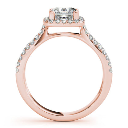 White Gold Halo Engagement Ring with Princess Cut Diamond 1 1/4CT
