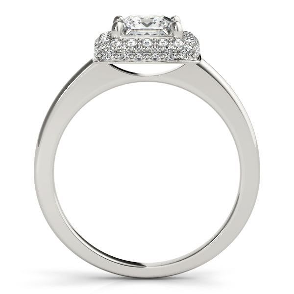 1CT Princess Cut Double Halo Diamond Engagement Ring 14K White Gold