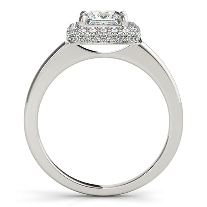 1CT Princess Cut Double Halo Diamond Engagement Ring 14K White Gold