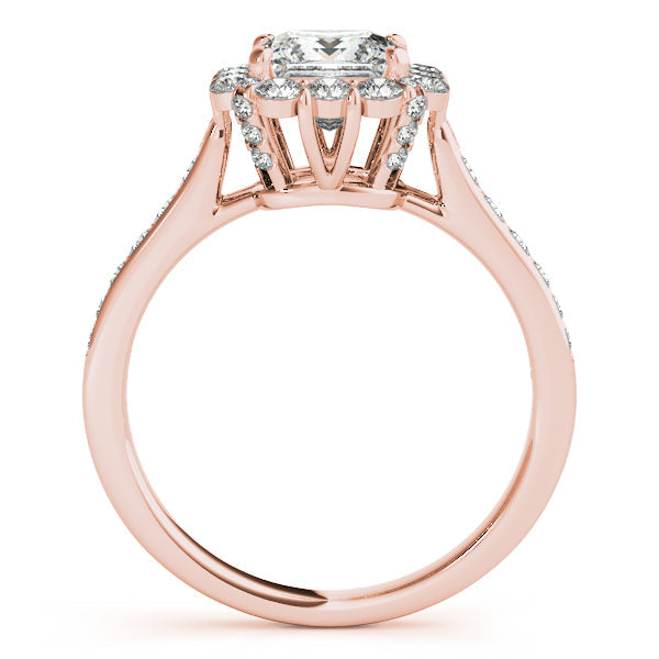 1.3CT Princess Cut Engagement Ring with 14K White Gold Halo