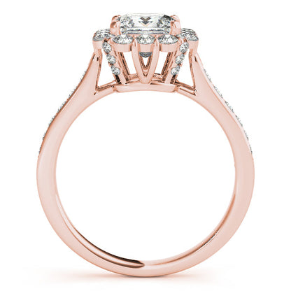 1.3CT Princess Cut Engagement Ring with 14K White Gold Halo