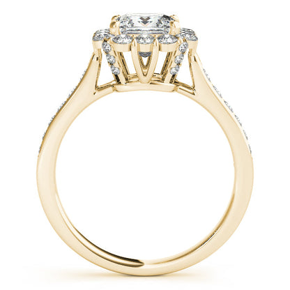 1.3CT Princess Cut Engagement Ring with 14K White Gold Halo