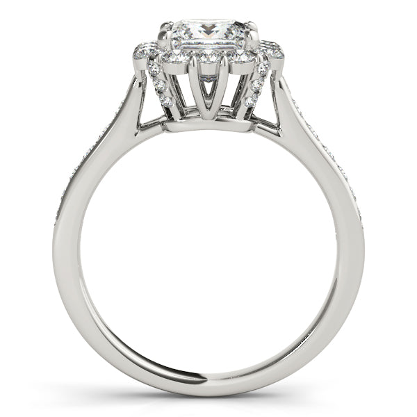 1.3CT Princess Cut Engagement Ring with 14K White Gold Halo