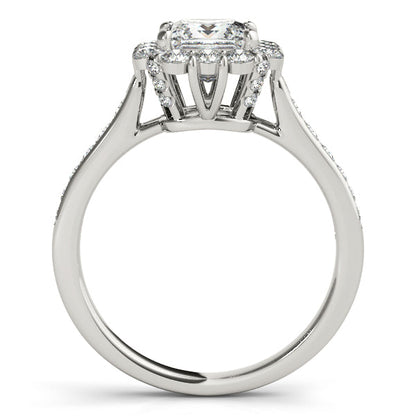 1.3CT Princess Cut Engagement Ring with 14K White Gold Halo