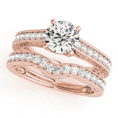 Vibrant Trellis Design Vintage Rose Gold Engagement Ring