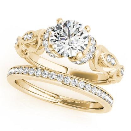 Side Stone Accent Vintage Diamond Engagement Ring