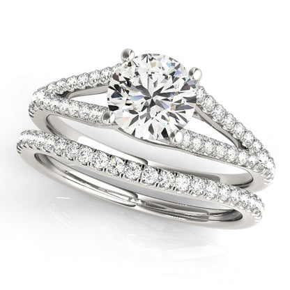 1CT Split Shank Round Diamond Engagement Ring 14K White Gold