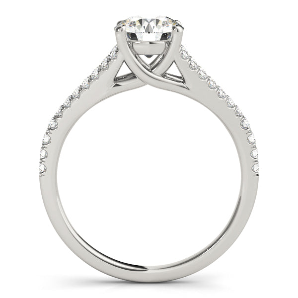 1CT Split Shank Round Diamond Engagement Ring 14K White Gold
