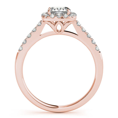 Bold Cushion Cut Rose Gold Halo Diamond Engagement Ring