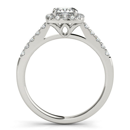 Cushion Cut Square Halo Diamond Engagement Ring in White Gold
