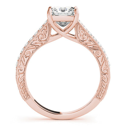 Trellis Vintage Princess Cut Engagement Ring with Side Stones