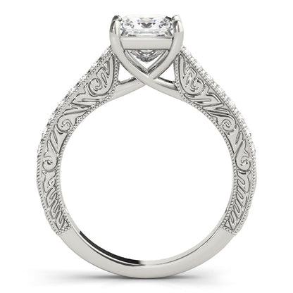Trellis Vintage Princess Cut Engagement Ring with Side Stones