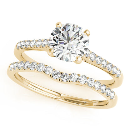 14K Yellow Gold Thin 1CT Round Lab Diamond Engagement Ring