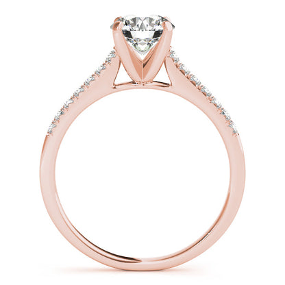 14K Yellow Gold Thin 1CT Round Lab Diamond Engagement Ring