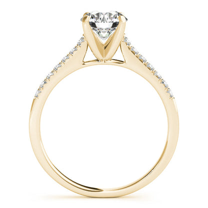 14K Yellow Gold Thin 1CT Round Lab Diamond Engagement Ring