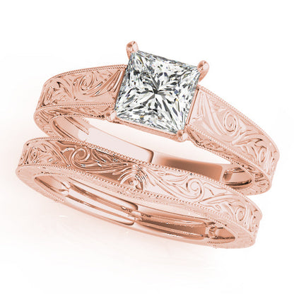 Kaleidoscope Design Princess Cut Rose Gold Engagement Ring