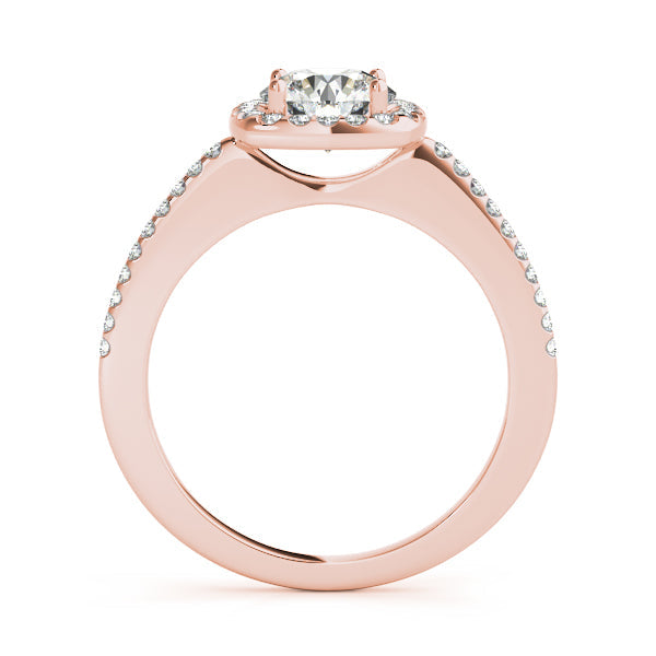 1CT Chic Side Stone Engagement Ring Square Halo Round Diamond
