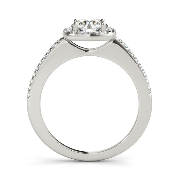 1CT Chic Side Stone Engagement Ring Square Halo Round Diamond