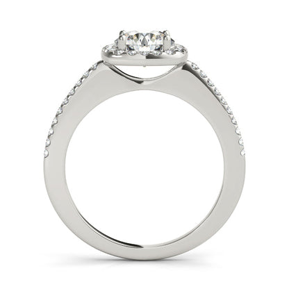 1CT Chic Side Stone Engagement Ring Square Halo Round Diamond