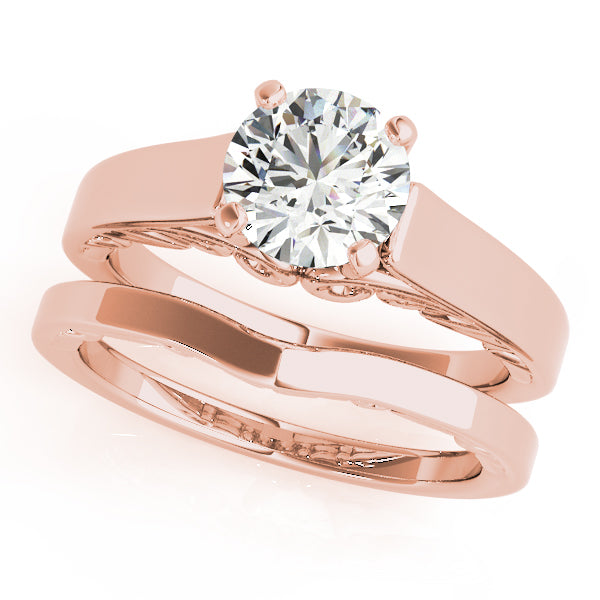 1CT Vintage 14K Rose Gold Solitaire Round Diamond Engagement Ring
