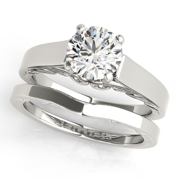 Vintage White Gold Solitaire Engagement Ring 1CT Round Cut Diamond