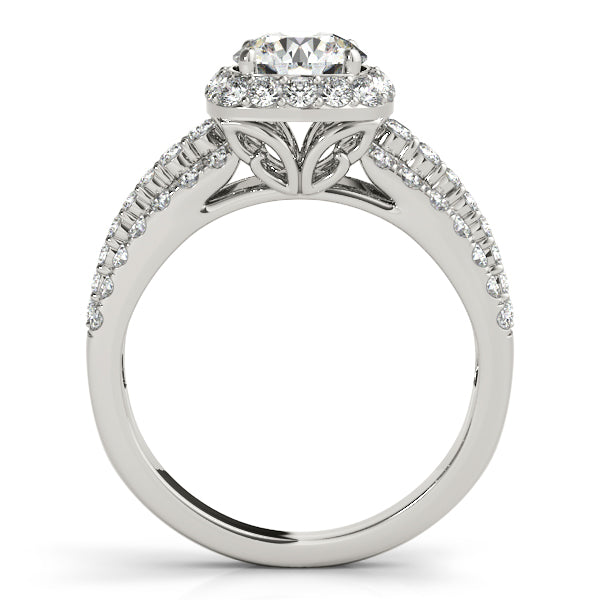 1.85CT Round Diamond Halo Engagement Ring 3-Row Split Shank