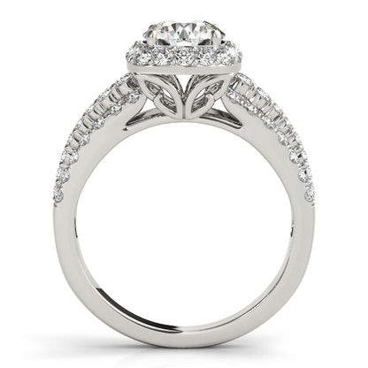 1.85CT Round Diamond Halo Engagement Ring 3-Row Split Shank