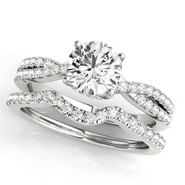 1CT Lab Diamond Engagement Ring 14K White Gold Infinity Split Shank