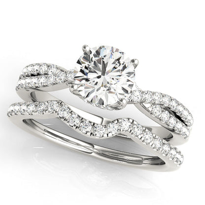 1CT Lab Diamond Engagement Ring 14K White Gold Infinity Split Shank