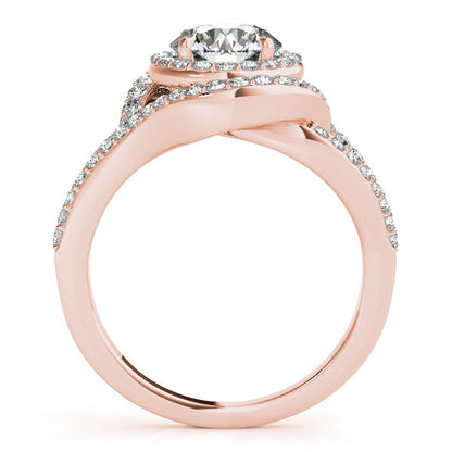 Magnificent Halo Engagement Ring with Split & Curved Shank
