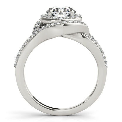 Magnificent Halo Engagement Ring with Split & Curved Shank