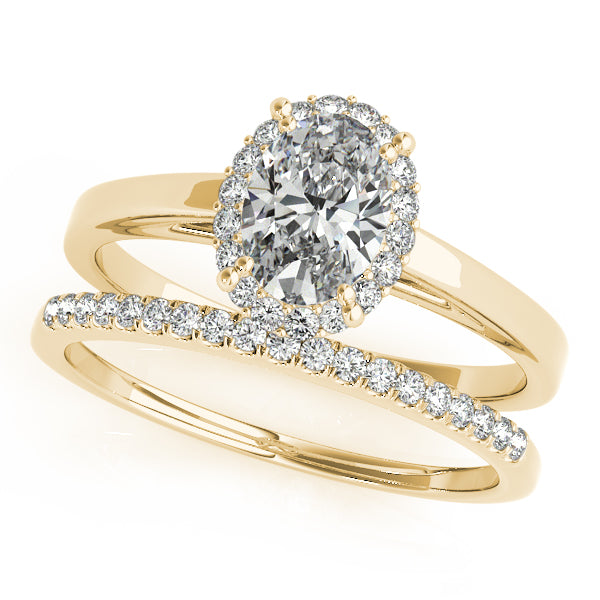 14K Yellow Gold Oval Cut Lab Diamond Engagement Ring Cathedral