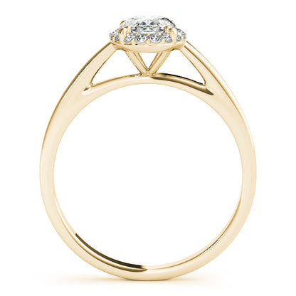 14K Yellow Gold Oval Cut Lab Diamond Engagement Ring Cathedral