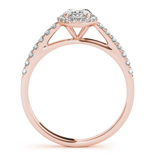 14K White Gold 1CT Oval Lab Diamond Engagement Ring with Halo