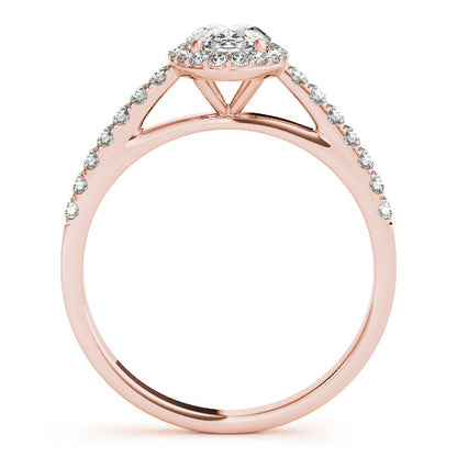 14K White Gold 1CT Oval Lab Diamond Engagement Ring with Halo