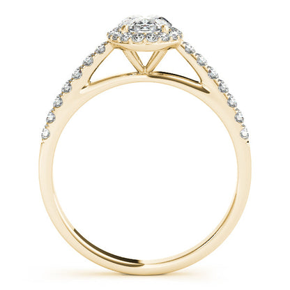 14K White Gold 1CT Oval Lab Diamond Engagement Ring with Halo