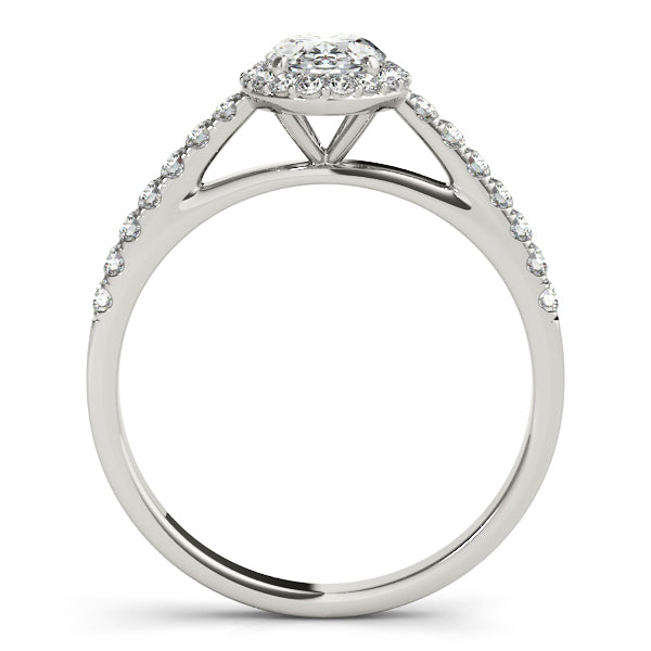 14K White Gold 1CT Oval Lab Diamond Engagement Ring with Halo