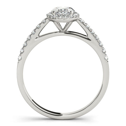 14K White Gold 1CT Oval Lab Diamond Engagement Ring with Halo