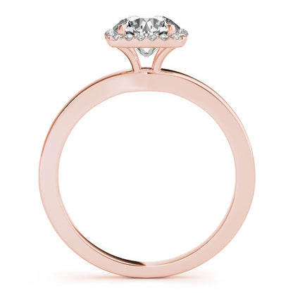 1CT Square Halo Round Diamond Engagement Ring 14K Yellow Gold