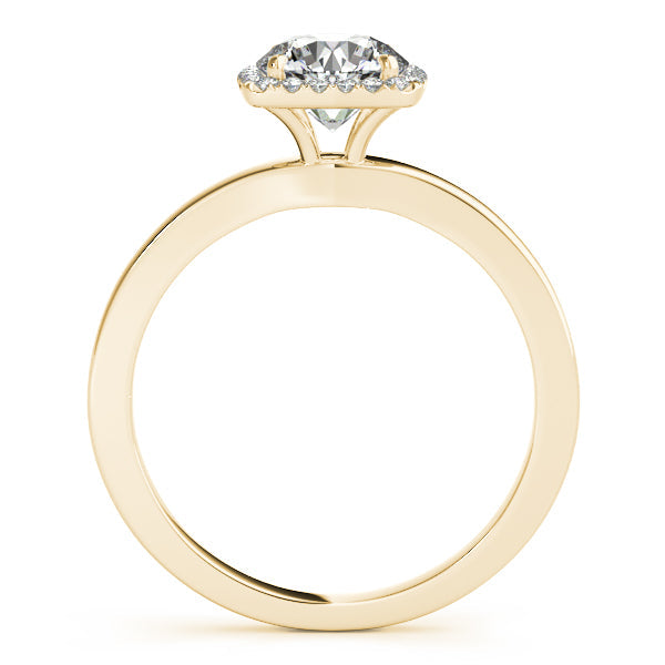 1CT Square Halo Round Diamond Engagement Ring 14K Yellow Gold