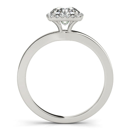 1CT Square Halo Round Diamond Engagement Ring 14K Yellow Gold