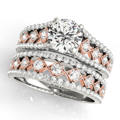 14K Two Tone White Rose Gold Lab Diamond Engagement Ring